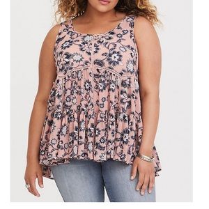 Torrid Pink Lace Chiffon Tank